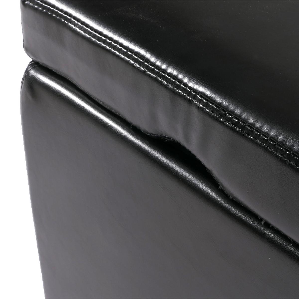 SITZHOCKER Schwarz - Schwarz, Leder (44/45/44cm) - MCW