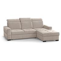 ECKSCHLAFSOFA Alex Mini beige rechts - Beige/Schwarz, Textil (245/185cm) - Beautysofa