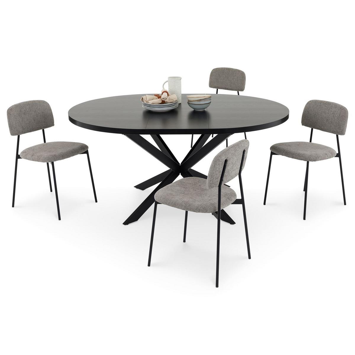 ESSGRUPPE TOLEDO 5er Set schwarz - Schwarz, Holzwerkstoff/Metall - IDIMEX