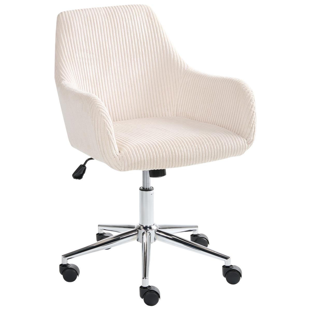 BÜROSTUHL Cord Hellbeige Wellston - Beige/Silberfarben, Textil/Metall (55/80/55cm) - Beliani