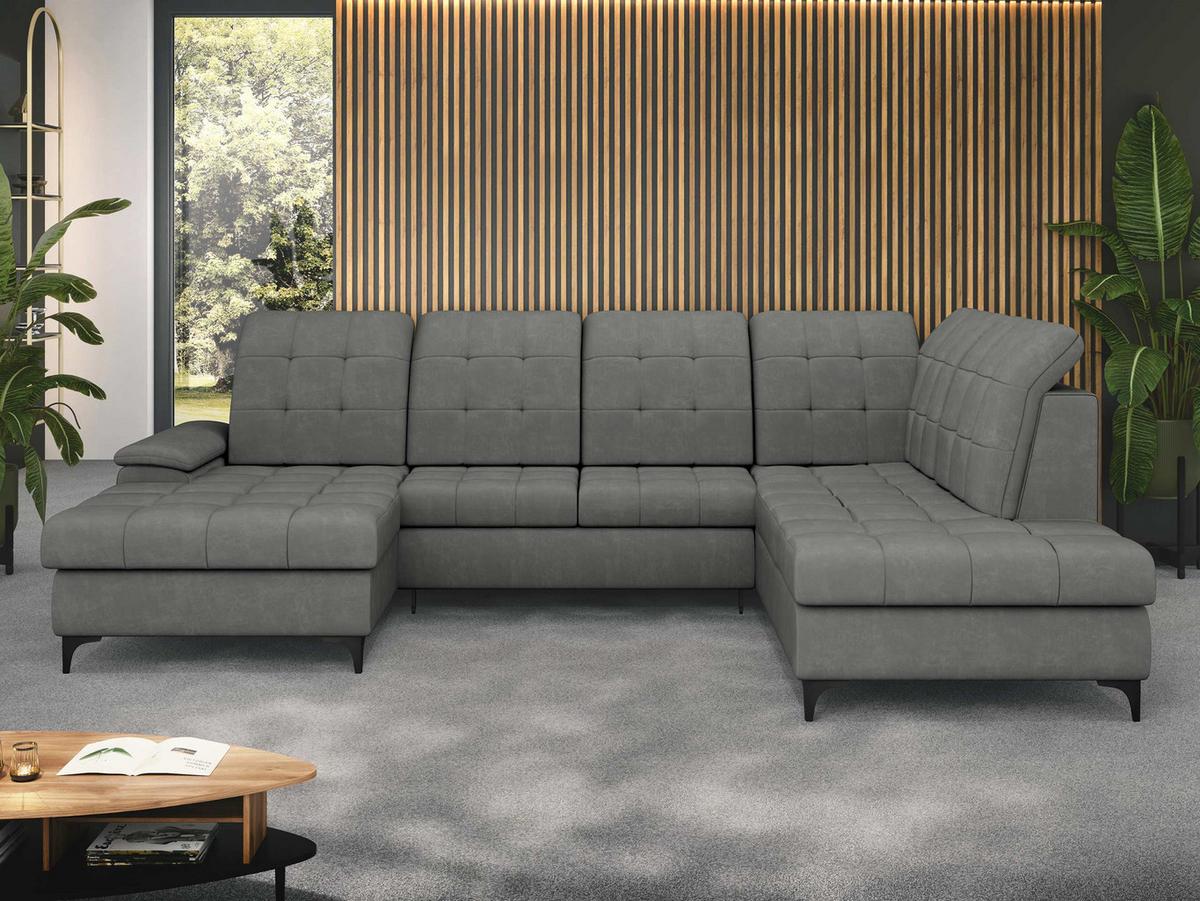 WOHNLANDSCHAFT Enzo, Seite: Links - Schwarz/Grau, Holz/Textil (330/105/212cm) - MIRJAN24