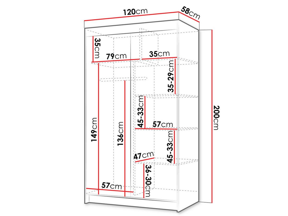 SCHIEBETÜRENSCHRANK Infinity I 120 - Nussbaumfarben/Schwarz, Holzwerkstoff/Kunststoff (120/200/58cm) - MIRJAN24