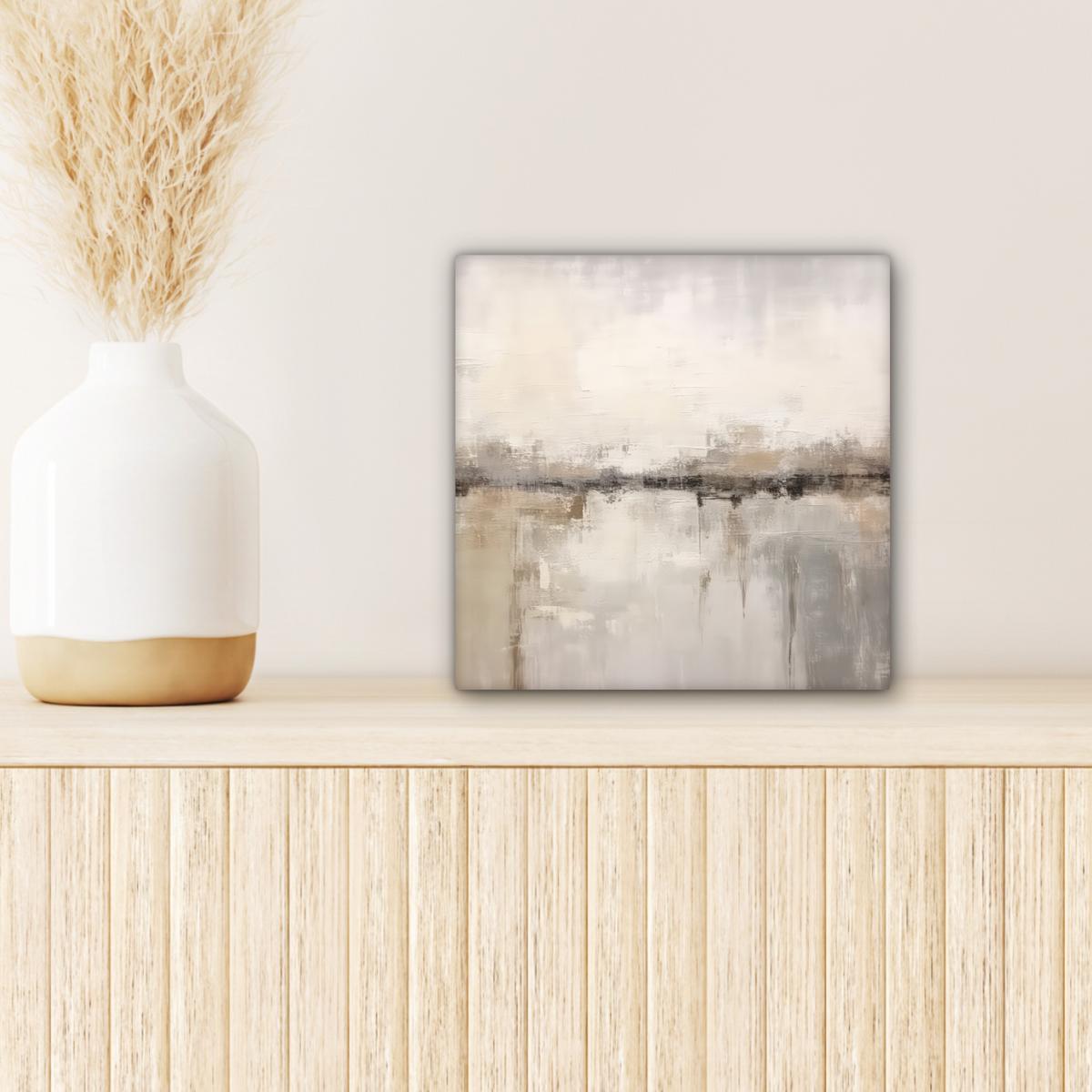 LEINWANDBILD Moderne Kunst - Abstrakt - Beige Deko Wohnzimmer 20x20 cm - Beige, Textil (20/20cm) - MuchoWow