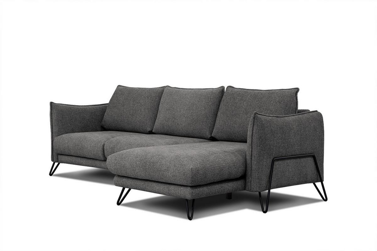 ECKSOFA HOSTEN 4-Sitzer, anthrazit - Anthrazit/Schwarz, Holzwerkstoff/Textil (269/158cm) - Wozimo