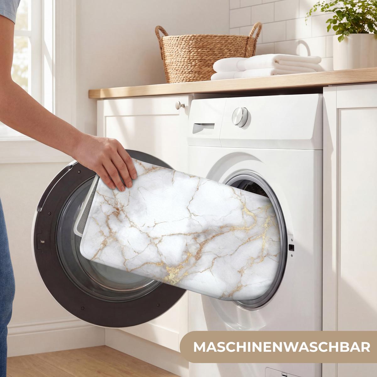 BADEMATTE Weiß - Gold - Marmor - Grau 120x60 cm - Weiß, Textil (120/60cm) - OnlyWow