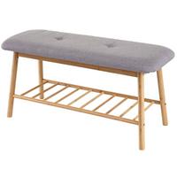 SITZBANK SCHUHREGAL Braun, Grau - Braun/Grau, Holz (90/44/34cm) - MCW