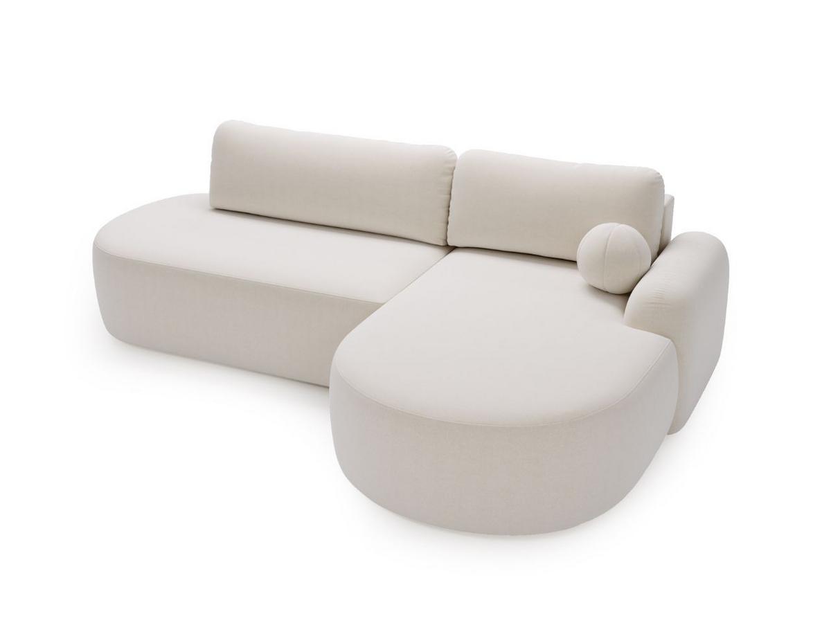 ECKSOFA Aurio O Bouclé-Stoff Weiß Rechts - Weiß, Holz/Textil (271/177cm) - Graingold