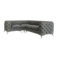 ECKSOFA Chesterfield Laura Grau Samt - Silberfarben/Grau, Holz/Textil (264/204cm) - S-Style Möbel