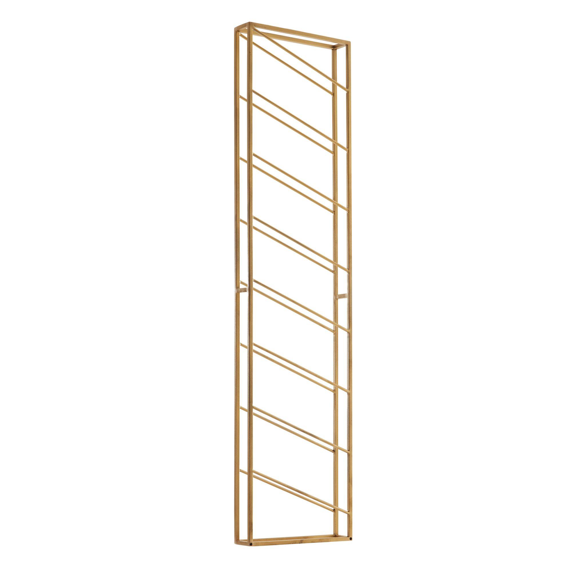 WEINREGAL Metall Groß Schmal Wandmontage Hängend, Gold 36x8x150 cm - Goldfarben, Metall (36/150/8cm) - KADIMA DESIGN