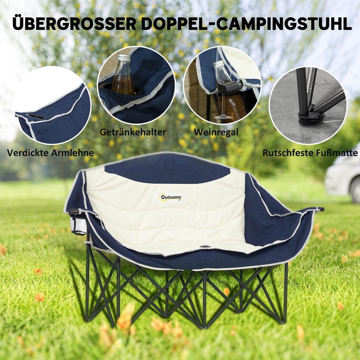 CAMPINGSTUHL Metall Oxfordstoff Blau - Blau, Textil/Metall (50/90/143cm) - Outsunny