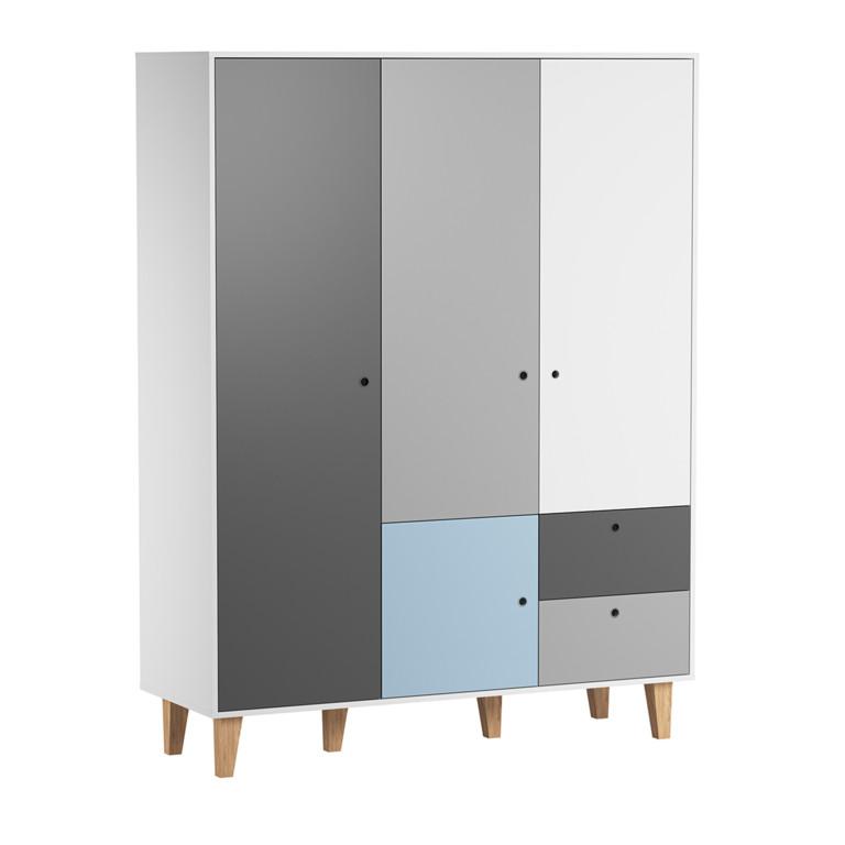SCHRANK 3 Türen blau - Blau, Holzwerkstoff (153/201.5/55cm) - Petits-meubles