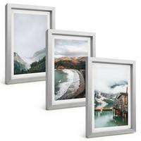 BILDER SET 3er Set - 20x30 cm Silberner Rahmen - Berge, Strand, Wolken, Wasser - Silberfarben, Kunststoff (20/30cm) - TULUP