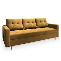 BETTSOFA MILO Gelb Plüsch-Stoff mit Schlaffunktion - Gelb, Textil (220/93/87cm) - MASSENO