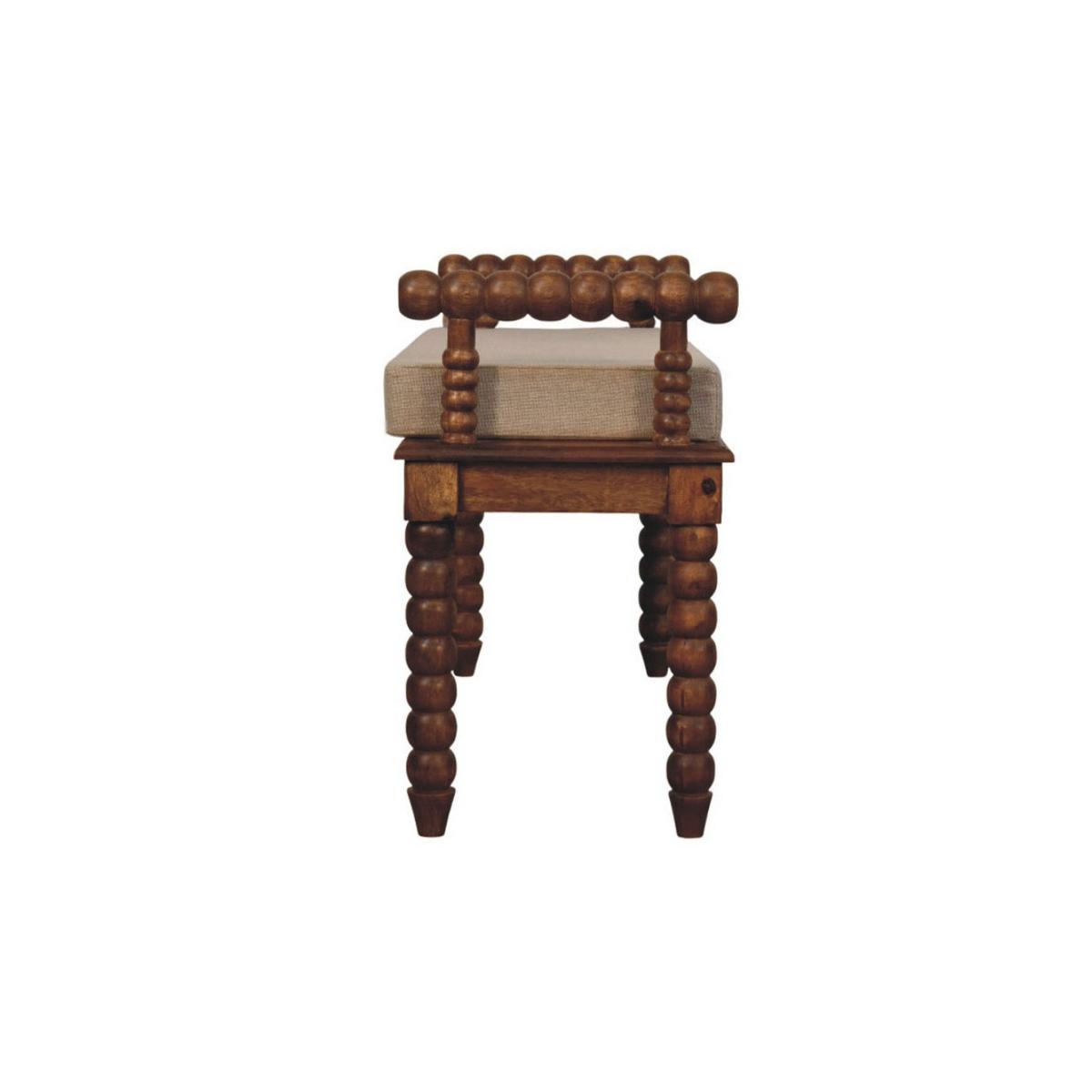 SITZBANK mit Amber-Eichen-Finish, Sitz mit Leinenbezug in Schlammton, braun - Braun, Holz (100/60/35cm) - Artisan Furniture