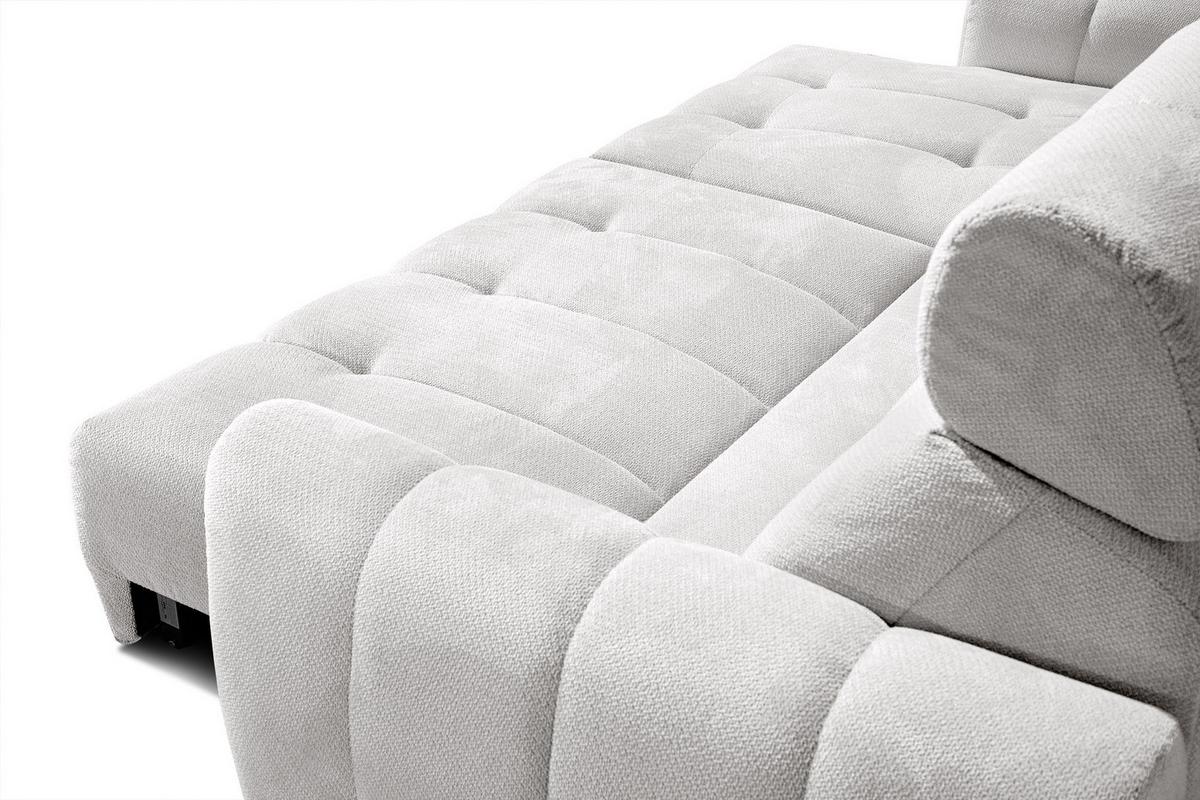 ECKSOFA KIMI 3-Sitzer, ausziehbarer Sitz, verstellbare Kopfstützen, creme - Creme/Schwarz, Holzwerkstoff/Textil (270/160cm) - Wozimo