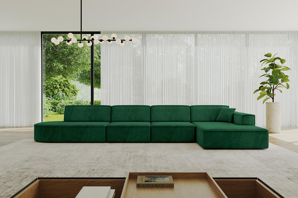 ECKSOFA Ottomane Rechts IREA-L3-v4 - 413x171x79 cm Grün - Grün, Holzwerkstoff/Textil (171/413cm) - ALTDECOR