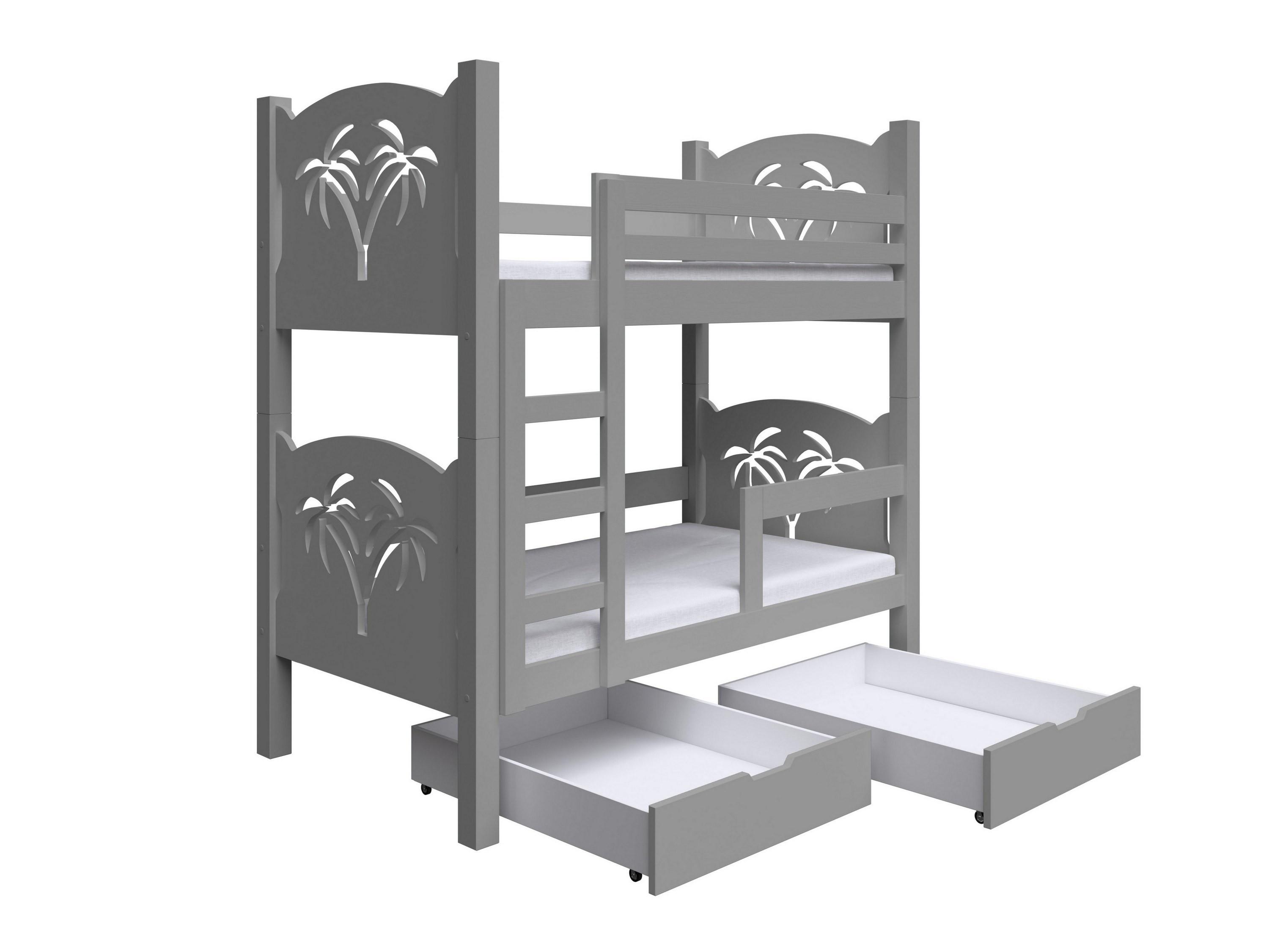 ETAGENBETT LEONE mit Bettkasten 80x180 cm Grau - Grau, Holz (80/180cm) - MASSENO