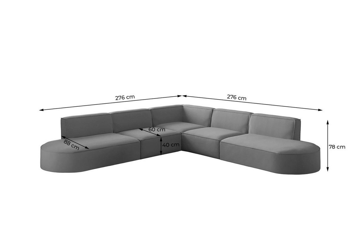 ECKSOFA Palma In Noel - Grau, Holzwerkstoff/Textil (276/276cm) - Fun Möbel