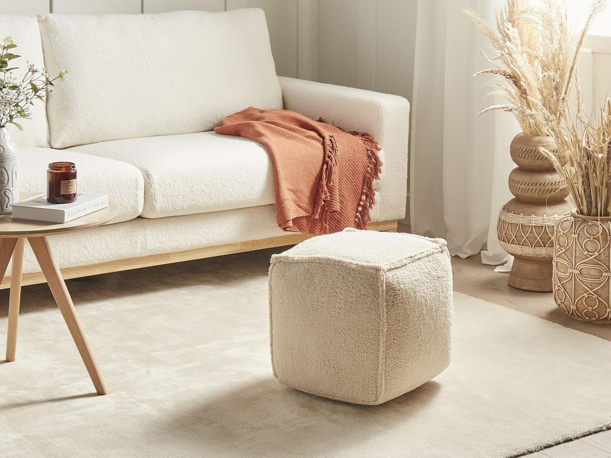 POUF Hellbraun Alipur - Hellbraun, Textil (40/40/40cm) - Beliani