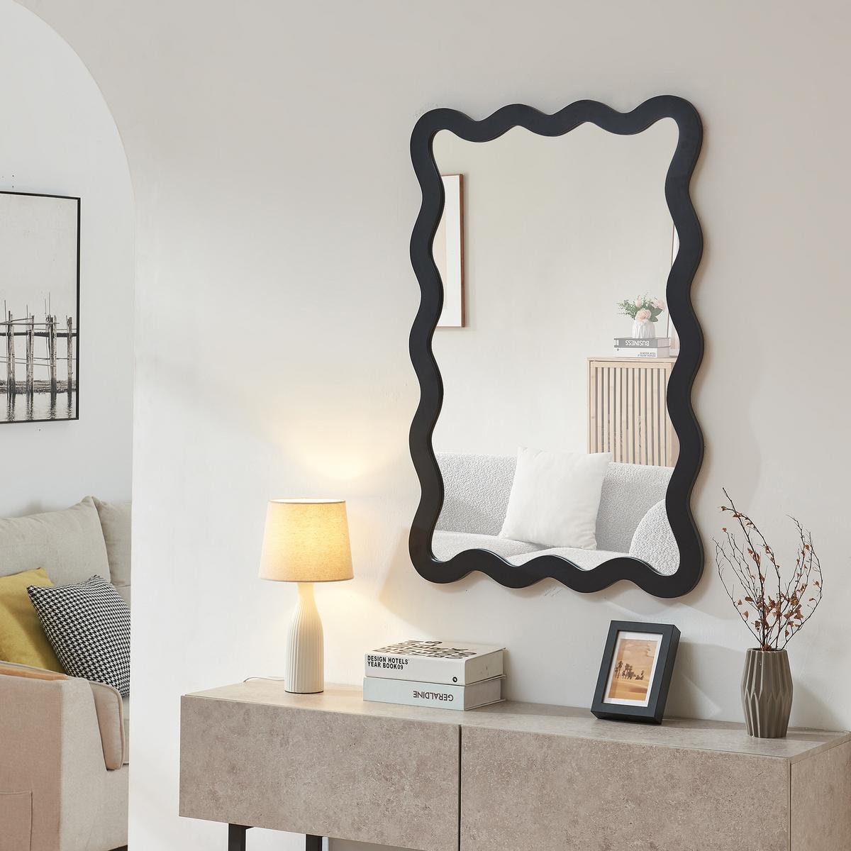 WANDSPIEGEL Koster - Schwarz, Glas/Holzwerkstoff (60/90/60cm) - [en.casa]