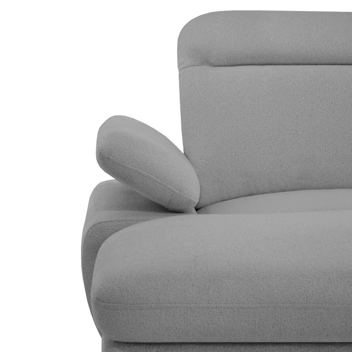 WOHNLANDSCHAFT Sora U mit Schlaffunktion und verstellbarer Sitztiefe, Kopfstützen und Armlehne, 365 cm, Grau, Links - Schwarz/Grau, Textil (365/107/235cm) - Beautysofa