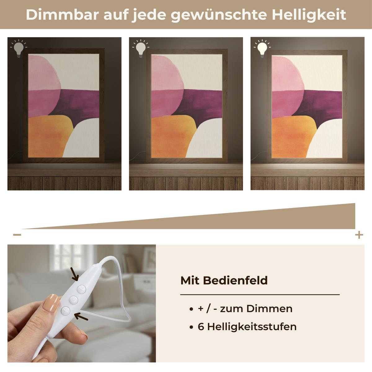 WANDLEUCHTE Formen - Abstrakt - Farbenfroh 20x30 cm - Rosa, Holzwerkstoff (20/30/8cm) - OnlyWow