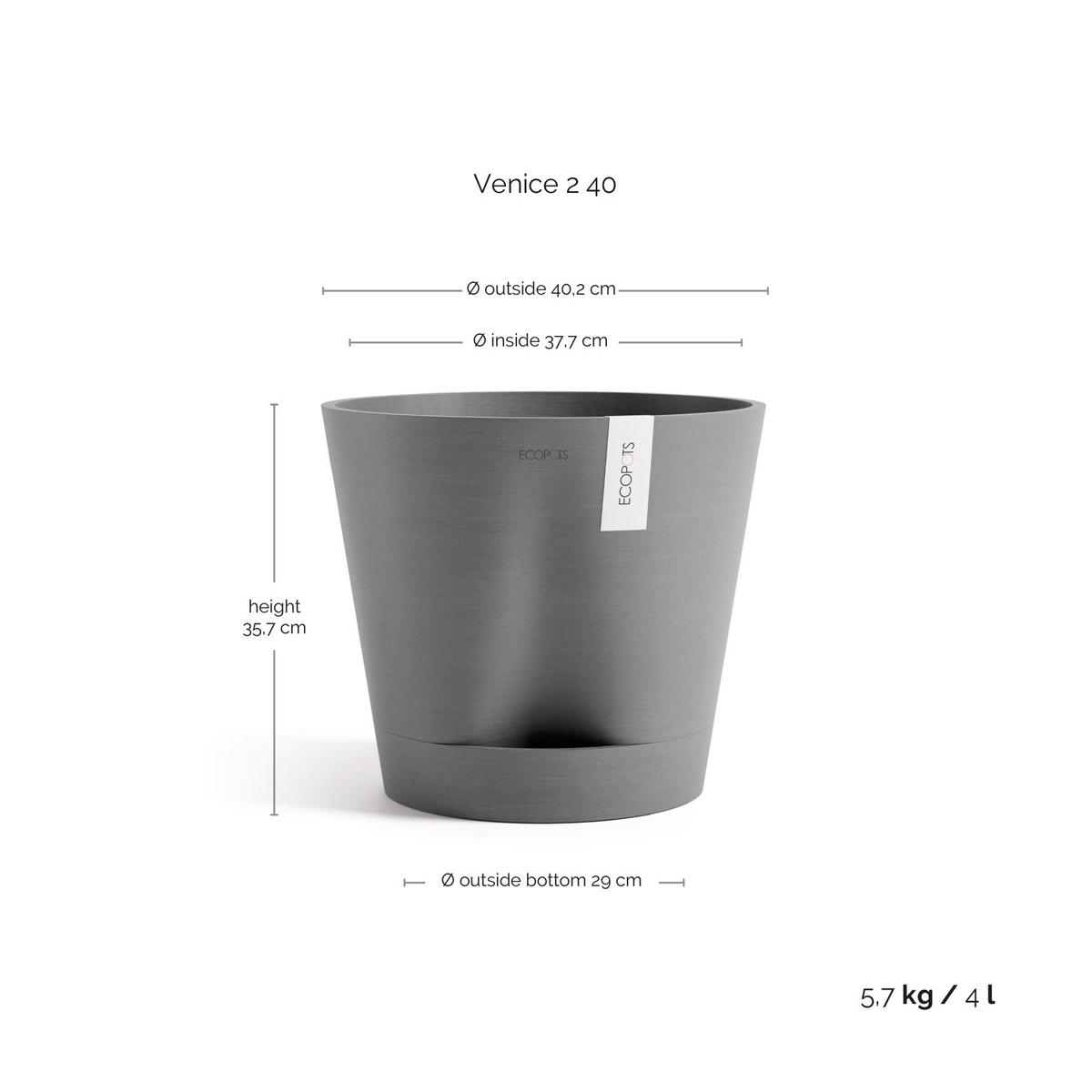 BLUMENTOPF Venice 40,2/35,7 cm Grau - Grau, Kunststoff (40.2/35.7cm) - Ecopots