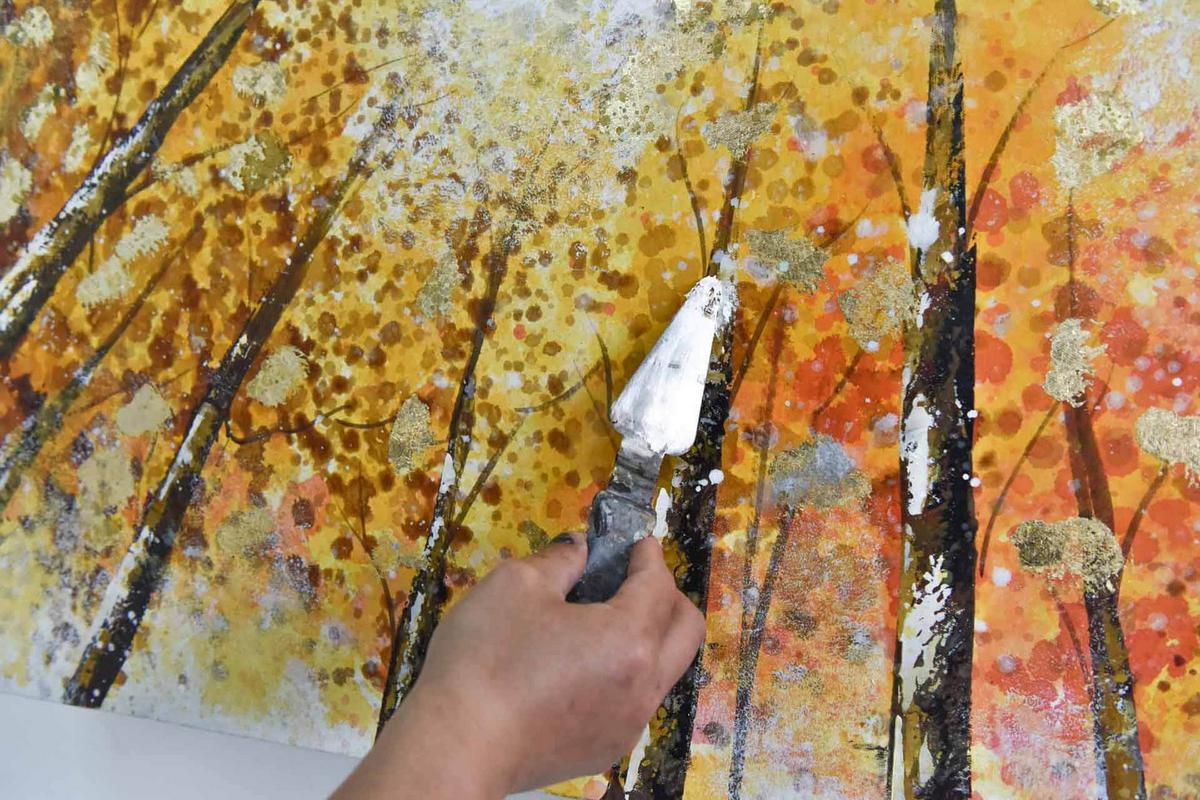 ÖLGEMÄLDE 140/70 cm - Gelb/Rot, Holz/Textil (140/70cm) - KUNSTLOFT