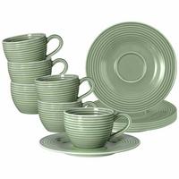 ESPRESSOTASSEN MIT UNTERTASSEN Beat Color Glaze Salbeigrün 100 ml 6er Set - Grün, Keramik (13.7/6.3/13.7cm) - Seltmann Weiden