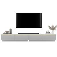 TV-LOWBOARD 2-er Set Selene Weiß matt geriffelte Fronten 140 cm - Weiß, Holzwerkstoff (280/37/35cm) - Meble Lindner