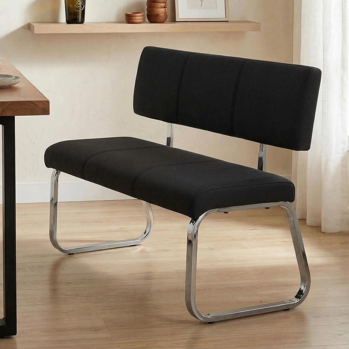 ESSZIMMERBANK VILAS schwarz - Schwarz, Textil/Metall (135/56/87cm) - IDIMEX