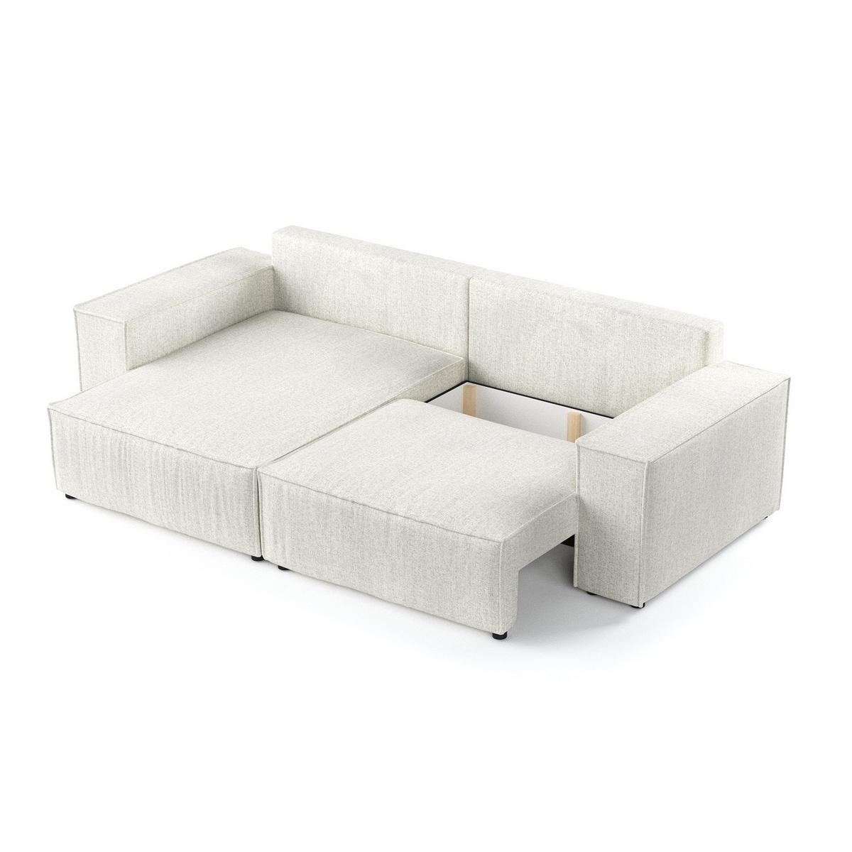 ECKSOFA SENSO mit Schlaffunktion Hellbeige im City Stoff - Beige/Schwarz, Holz/Holzwerkstoff (255/148cm) - AltaBeds