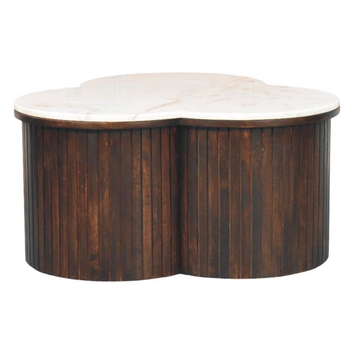 COUCHTISCH mit Samt-Mokka-Finish, Marmor, weiß und dunkelbraun - Dunkelbraun, Holz (82/82/42cm) - Artisan Furniture