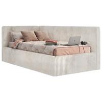POLSTERBETT TILVO 90/200 - Beige Cord - Multitaschenfederkernmatratze - Links - Beige, Textil (90/200cm) - MKS