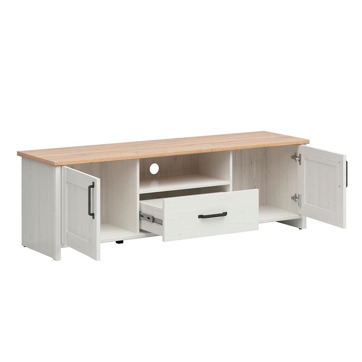 TV-MÖBEL Aksel Weiß und Holz - Weiß, Holzwerkstoff (160/51/44cm) - Petits-meubles