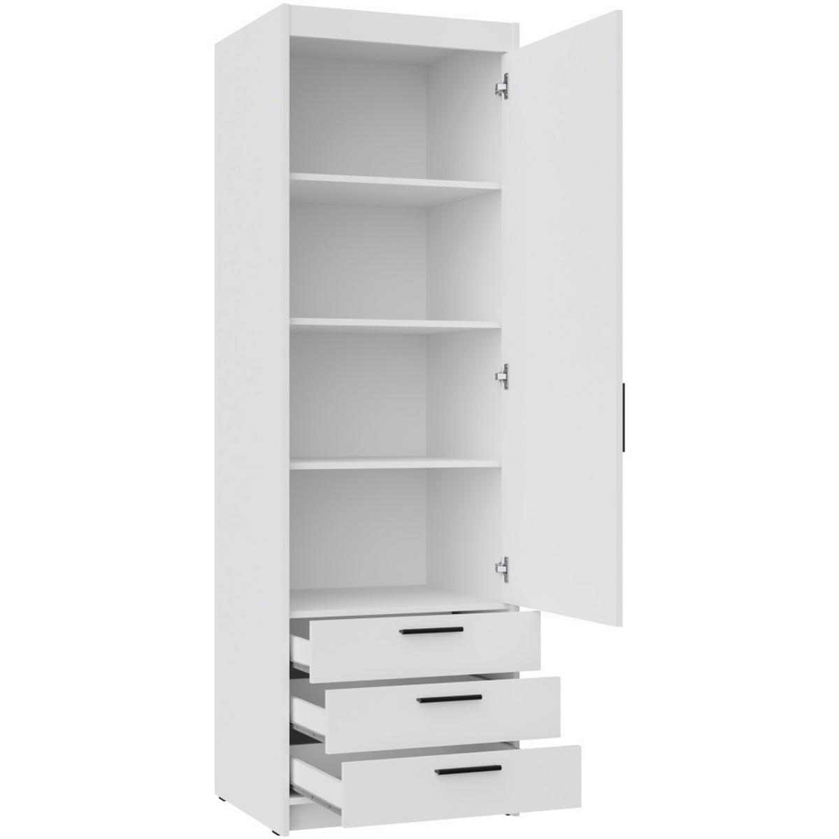 DREHTÜRENSCHRANK Elena mit 1 Tür und 3 Schubladen, Eiche Geölt - Eichefarben, Holzwerkstoff (60/190/53cm) - Beautysofa