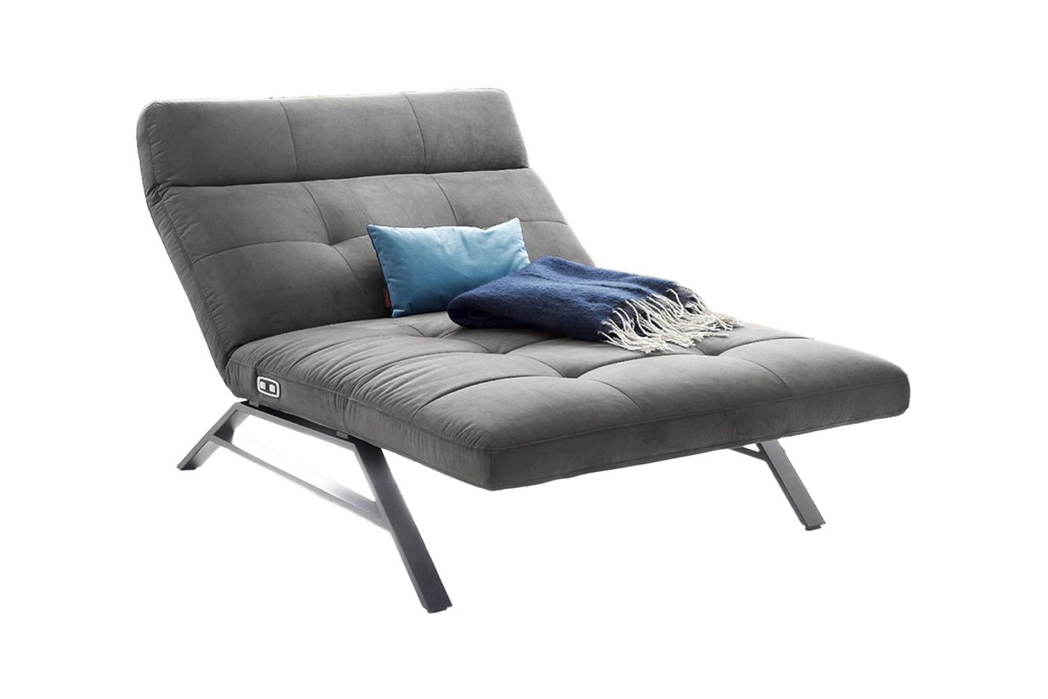 LIEGE MIT MOTORISCHER RELAXFUNKTION AMERIVA Grau Velvet Relaxfunktion - Silberfarben/Grau, Textil (120/110/158cm) - KAWOLA