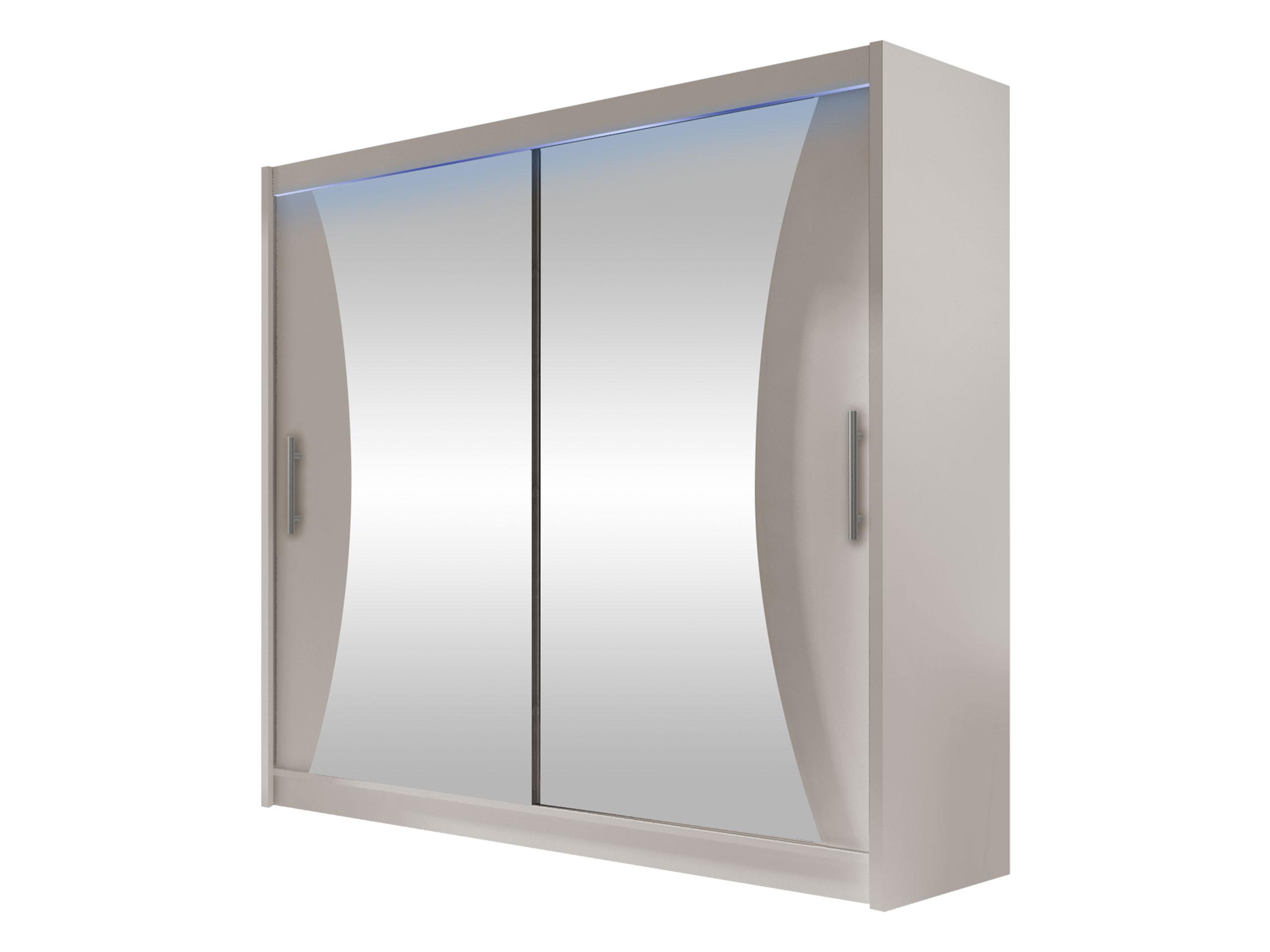 KLEIDERSCHRANK London V, mit RGB LED Beleuchtung - Kaschmir/Silberfarben, Holzwerkstoff/Kunststoff (180/215/58cm) - MIRJAN24