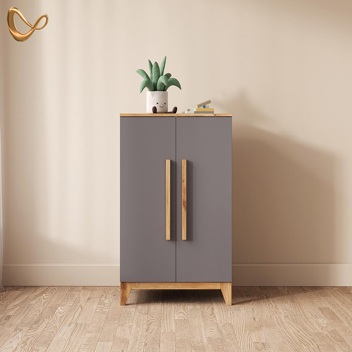 KINDERKLEIDERSCHRANK Mailo Grau/Artisan 70 x 120 cm XL mit 4 Schubladen - Eiche Artisan/Grau, Holzwerkstoff (70/120/53.4cm) - Livinity®