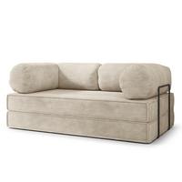 BETTSOFA ALVIO aus Schaumstoff Kordstoff Creme Schlaffunktion - Creme, Textil (170/68/80cm) - MASSENO