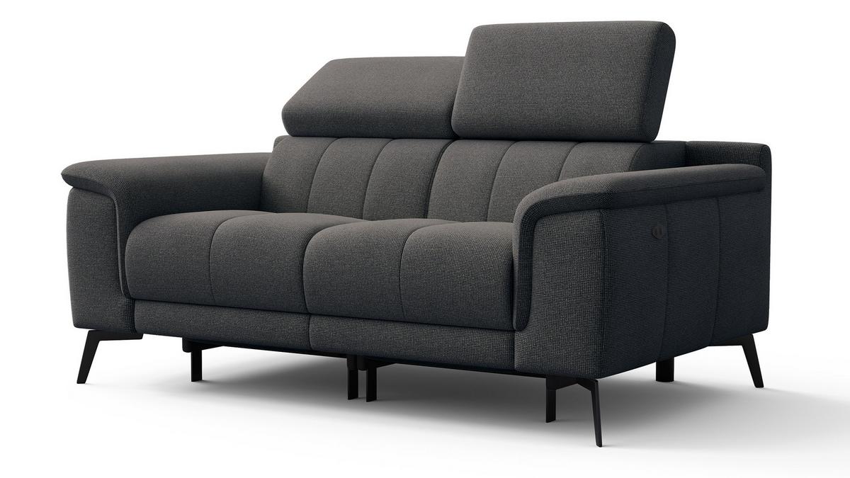 RELAXSOFA FIERO 2-Sitzer mit 2 Relaxfunktionen, dunkelgrau - Dunkelgrau/Schwarz, Holzwerkstoff/Textil (170/82/103cm) - Wozimo