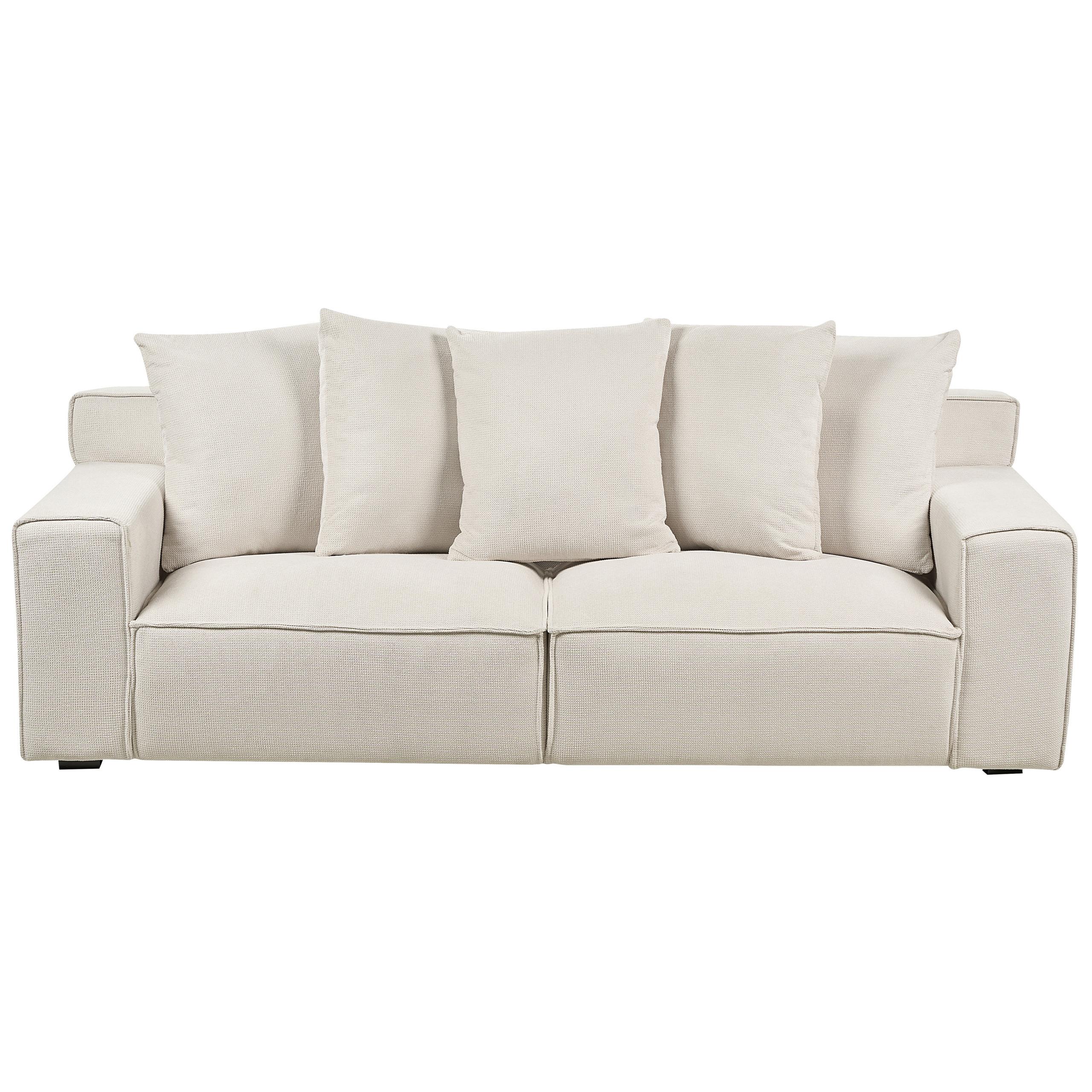 3-SITZER-SOFA cremeweiß mit Kissen Viskan - Weiß, Textil (200/67/82cm) - Beliani