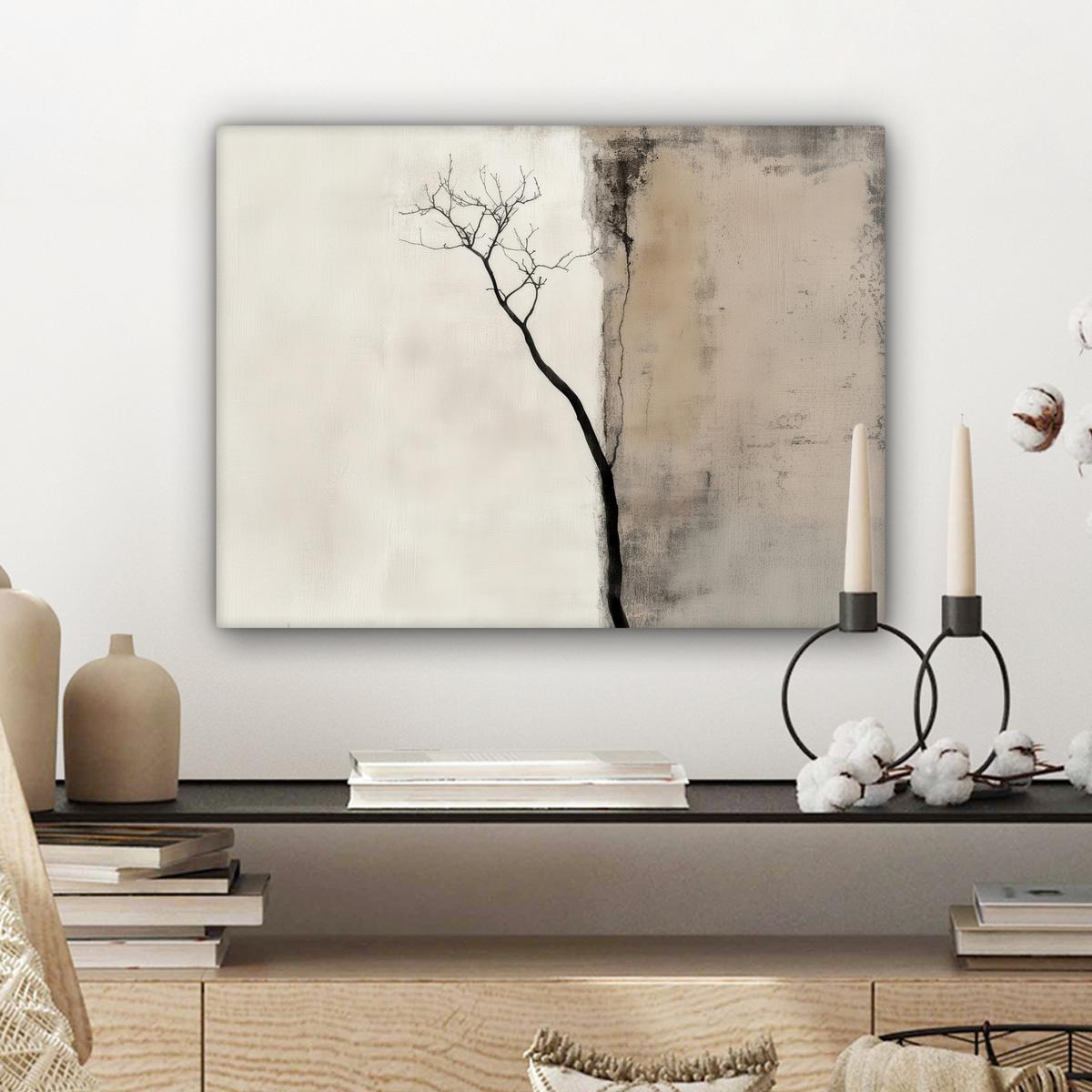 LEINWANDBILD Wabi sabi - Pflanze - Beige Wandbild 40x30 cm - Taupe, Textil (40/30cm) - MuchoWow