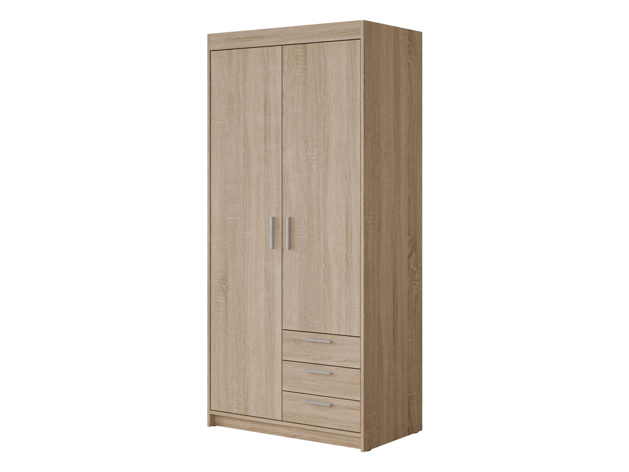 KLEIDERSCHRANK Elena 2D3S - Silberfarben/Sonoma Eiche, Holzwerkstoff/Kunststoff (90/191/53cm) - MIRJAN24