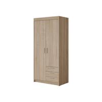 KLEIDERSCHRANK Elena 2D3S - Silberfarben/Sonoma Eiche, Holzwerkstoff/Kunststoff (90/191/53cm) - MIRJAN24