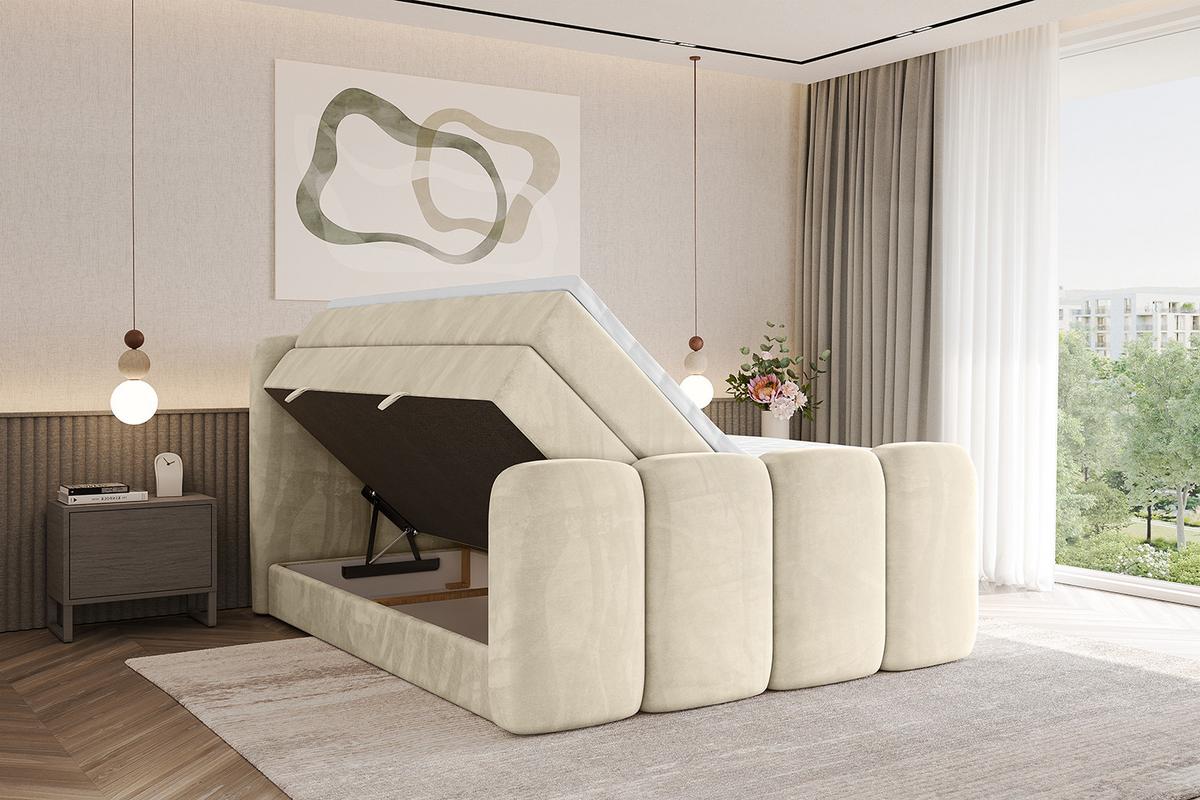 BOXBETT mit Matratze H3|H4 und Lattenrost - NINA-Z KING - 200x200 cm Monolith - Beige - Sahara, Holzwerkstoff (200/200cm)