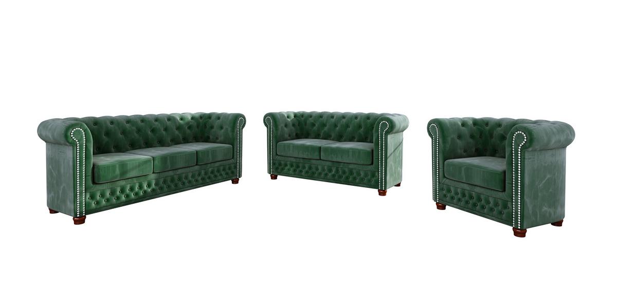 CHESTERFIELD-SESSEL Lauren Flasche grün Samt - Smaragdgrün/Braun, Holz/Textil (94/72/86cm) - S-Style Möbel