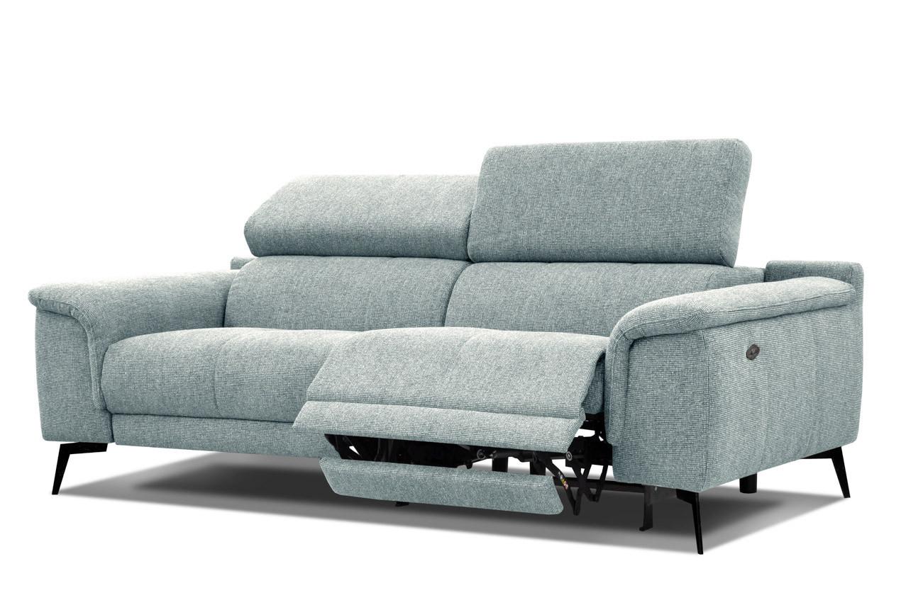 RELAXSOFA FIERO 3-Sitzer mit 1 Relaxfunktion, mintgrün - Schwarz/Mintgrün, Holzwerkstoff/Textil (212/82/103cm) - Wozimo