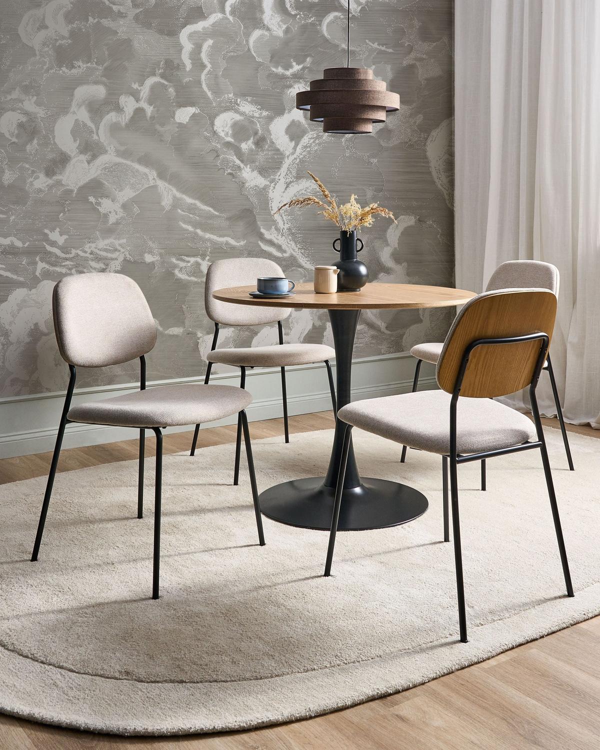 ESSZIMMERSTUHL 4er-Set Stoff Hellbeige Riley - Beige, Textil (48/83/52cm) - Beliani