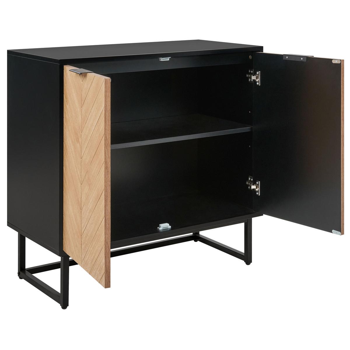 SIDEBOARD Schwarz Alaska - Hellbraun/Schwarz, Holzwerkstoff (80/80/40cm) - Beliani